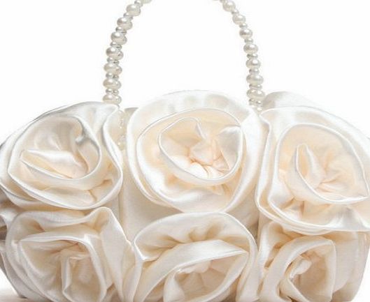 ANDI ROSE Luxury Fashion Satin Flowers Designer Clutch Wedding Evening Ladies Bags Handbags (Beige)