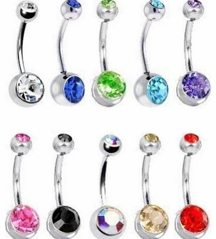 ANDI ROSE Pack of 10 jewellery Crystal Navel Balls Belly Bars Button Rings Plugs Body Piercings