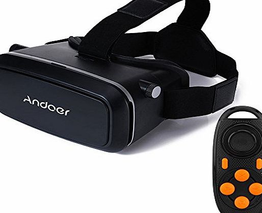Andoer 3D VR Glasses Virtual Reality DIY 3D Video Glasses with Mini Multifunctional Bluetooth V3.0 Selfie Camera Shutter Gamepad for iPhone/All 4.0 ~ 6.0`` Smart Phones