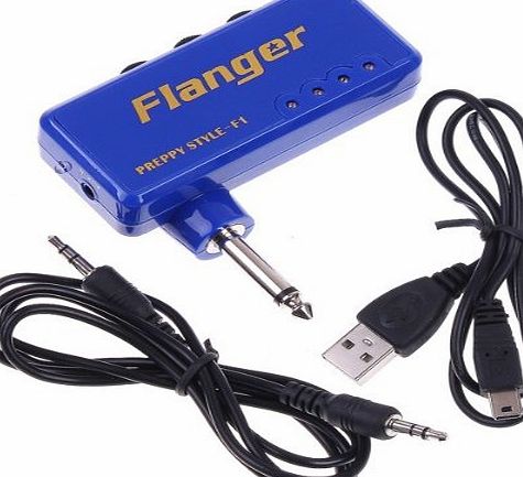 Andoer Flanger Blue Miniature Portable Headphone Guitar Amp Amplifier