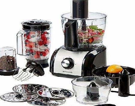 Andrew James Food Processor, 800W, Multifunctional, Includes Over 10 Different Attachments, 2.4L