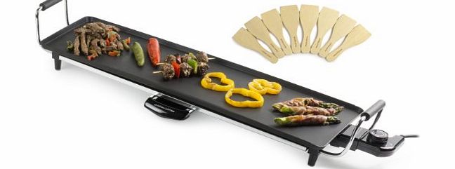 Andrew James Large XL Electric Teppanyaki Barbecue Table Grill Griddle Large 68cm X 23cm Cooking Surface 1800 Watts, Includes 2 Year Warranty And 8 Spatulas