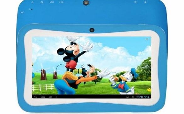 Kids Android 4.1 Tablet PC Designed For Children Boys Girls Blue 7`` Capacitive. Easy Grip Protective Silicone Design 4GB Memory 800 x 480 Resolution WiFi Parental Controls Pre-Installed Educational Ch
