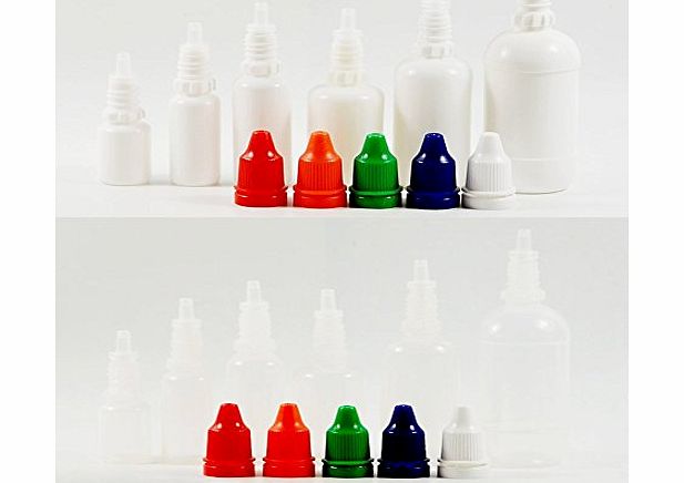 AngelakerryAmazon 5pcs x Empty Plastic Dropper New Perfume Bottles Eye Liquid Screw Cap Secure Lids (30ml, Bottle:White  Cap:Mix Color)