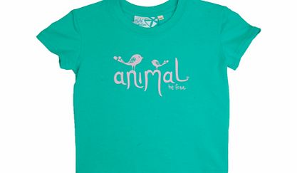Girls Animal Daya Crew Printed T-Shirt. Atlantis