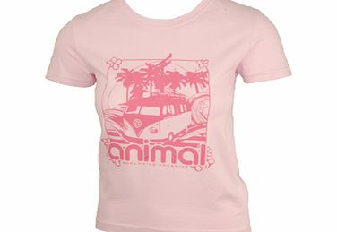 Animal Ladies Ladies Animal A-Ha Crew Printed T-Shirt. Pink Lady