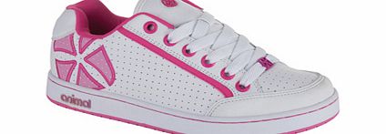 Ladies Animal Mel Shoe. White Pink