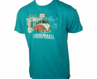 Animal Mens Mens Animal Beall Printed T-Shirt. Pagoda Blue
