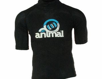 Mens Animal Jaguar Rash Vest Short Sleeve. Black