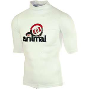 Mens Animal Jaguar Rash Vest Short Sleeve. White