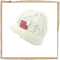 Animal Pine Peak Cable Knit Beanie White