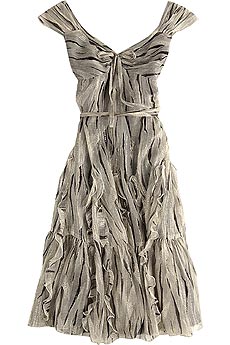 Metallic bamboo chiffon dress