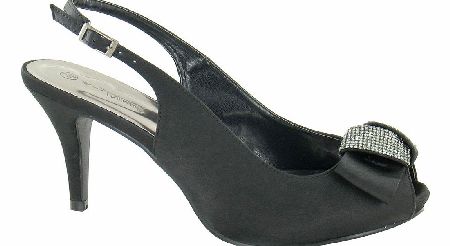 ANNE MICHELLE Black Platform Slingback Sandal