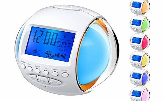 Annengjin 7 colour light digital alarm clock with natural sound(HW- 201)