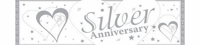 Anniversary 25th Silver Anniversary Giant Silver amp; White Banner