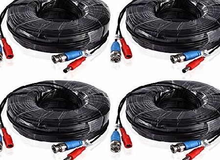 ANNKE  4 Pack Special Design 30M / 100 Feet BNC Video Power Cable For HD CCTV Camera DVR Security System (Black)