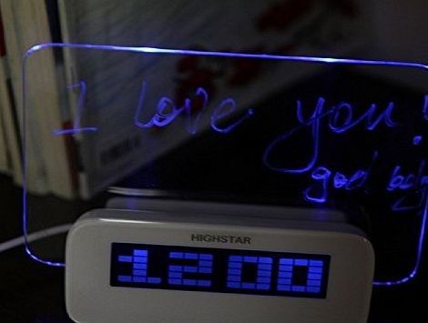 Anself LED Digital Fluorescent Message Board Clock Alarm Temperature Calendar Timer USB Hub 4 USB Ports 16 Songs (Green Light)