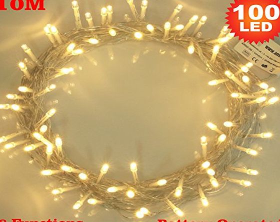 ANSIO Fairy Lights 100 Warm White Christmas Tree Lights Indoor LED String Lights - Battery Operated - 8 Functions 10m/33ft Lit Length with 1m Lead Wire - Ideal for Christmas Tree, Festive, Wedding/Birthday 