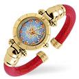Accademia - Millefiori Red Leather Gold Plated Cuff Watch