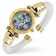Accademia - Millefiori White Leather Gold Plated Cuff Watch