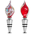 Flame - Red & Silver Murano Glass Bottle Cap