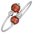Venere - Sterling Silver Bangle with Amber Murano Glass