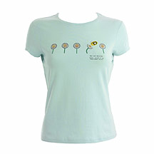 Light blue row of daisies and bee t shirt