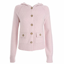 Wood button hooded cardi