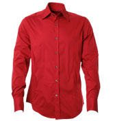 Plain Red Long Sleeve Slim Fit Shirt