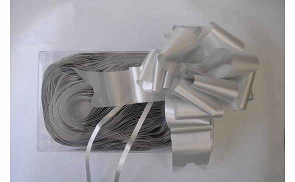 FREE P&P - 10 x 50mm (2``) Rapid Satin Pull Bows - SILVER for Gift Decorations, Flower Bouquets & Arrangements, Baskets, Wedding Cars, Floral Tributes, Arts & Crafts, Christmas Hampers