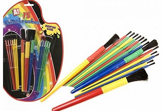 Aplus SET OF 15 ASSORTED SIZE KIDS PAINT BRUSHES children child brush paintbrushes