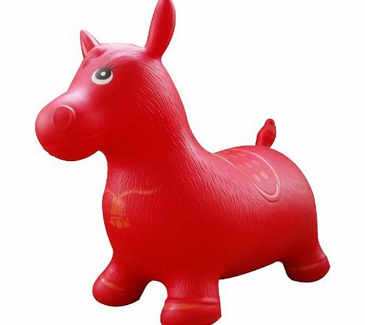 AppleRound Red Horse Space Hopper, Pump Included (Inflatable Space Hopper, Jumping Horse, Ride-on Bouncy Animal)
