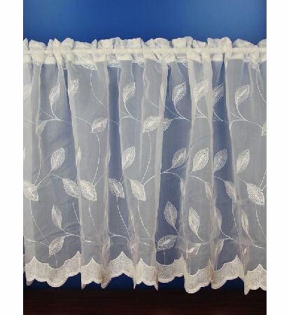 APRIL White Embroidered Voile Cafe Net Curtains