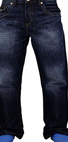 APT Mens Boys APT Designer Boot Cut Denim Jeans Trousers Light amp; Dark Wash All Sizes[Dark Wash,30,32`` = Regular Leg]