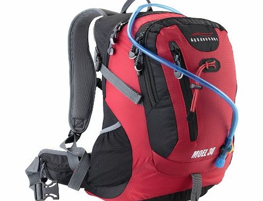 Aquabourne Moel 30L Backpack with Integral Water Bladder and Waterproof Rain Cover- Hiking Outdoors Walking Travel Rucksack - 3 Year Guarantee(Red)
