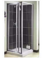 Aquarius Shower Bi-Fold Door 900mm with Silver Frame and Clear Glass