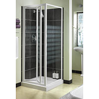 AQUALUX Aquarius White/Ribbon 760mm Bi-Fold Door Square Shower Enclosure
