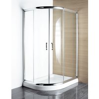 AQUALUX Silver 800mm LH Offset Quadrant Shower Enclosure and Tray