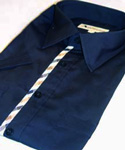 Mens Navy With Check Trim Cotton Short Sleeve Shirt