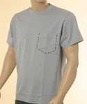 Mens Pale Blue Short Sleeve T-Shirt With Trim on Breast Pocket