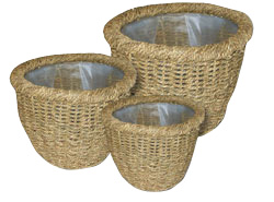 Seagrass Lined Round Planter