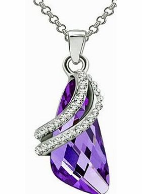 Arco Iris Jewelry Fluid Wing Swarovski Elements Crystal Pendant Necklace (Purple) 2045801