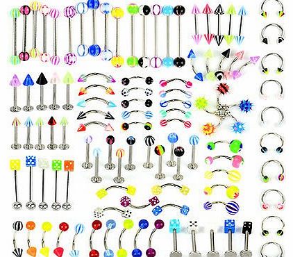 05pc kit Body Jewellery Piercing Eyebrow Belly Tongue Bar Ring Nose Set Stud