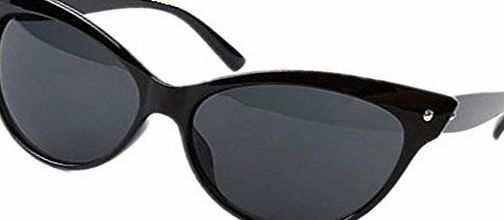 Ardisle Cat Eye Sunglasses Ladies Women Retro Vintage Shades Oversized Designer Large (Bright Black)