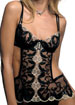 Stripe and Lace underwired basque with tie back