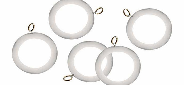 Argos 20 Wooden 23mm Curtain Rings - White