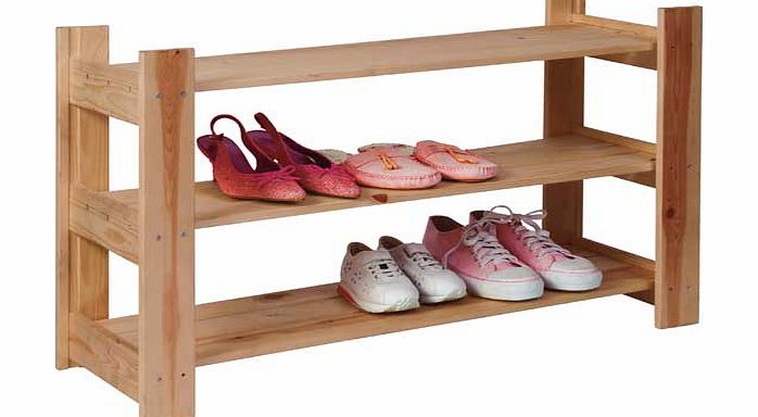 Argos 3 Shelf Shoe Storage Rack - Solid Pine