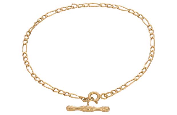 9ct Gold Figaro T-Bar Bracelet
