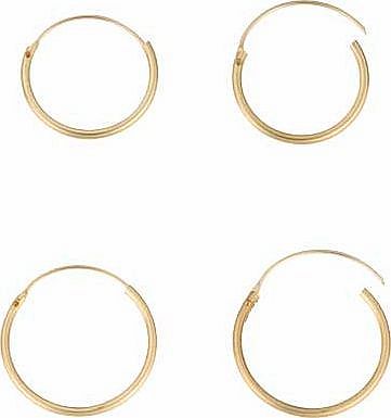 9ct Gold Hinged Hoop Earrings - Set of 2