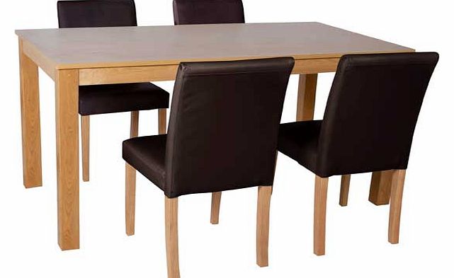 Elmdon Oak 120cm Dining Table and 4 Chocolate